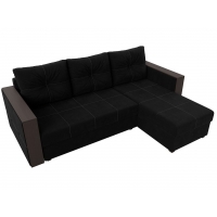 Угловой диван Валенсия Лайт (микровельвет чёрный) - Изображение 2
